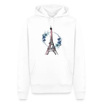 Paris Tour Eiffel France Floral Line Art - Sweat à capuche Premium bio Homme - blanc - Devant - Nico (187cm)