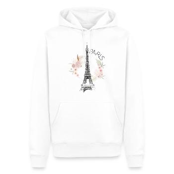Paris Tour Eiffel France Floral Line Art - Sweat à capuche Premium bio Homme - blanc - Devant - Nico (187cm)