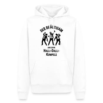Der Bräutigam Und Seine Halli-Galli-Kumpels, JGA B - Männer Premium Bio Hoodie - Weiß - Vorne - Nico (187cm)