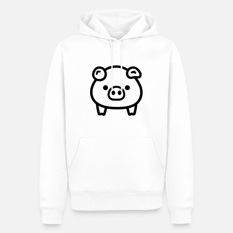 cochon - Sweat à capuche Premium bio Homme - blanc