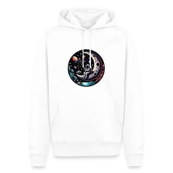 Astronaut sitzt auf der Mondsichel und angelt - Männer Premium Bio Hoodie - Weiß - Vorne - Nico (187cm)