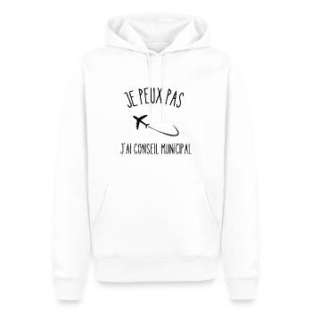 je peux pas j'ai conseil municipal - Sweat à capuche Premium bio Homme - blanc - Devant - Nico (187cm)