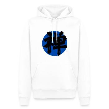Zen Kanji Dunkelblau - Männer Premium Bio Hoodie - Weiß - Vorne - Nico (187cm)