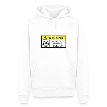 Warning may constantly talk about Soccer - Men’s Premium Organic Hoodie - white - Front - Nico (187cm)