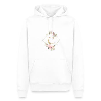 Customizable Monogram C Pastel Floral - Men’s Premium Organic Hoodie - white - Front - Nico (187cm)
