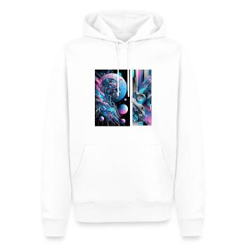 Neon Zukunftstraum 01 - Männer Premium Bio Hoodie - Weiß - Vorne - Nico (187cm)