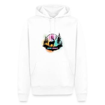 Meine Heimat Bunt Schwarzwald Hirsch und Wald - Männer Premium Bio Hoodie - Weiß - Vorne - Nico (187cm)