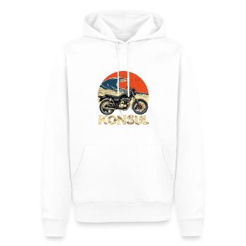 KraftFahrKonsul " NewWave2" - Männer Premium Bio Hoodie - Weiß - Vorne - Nico (187cm)