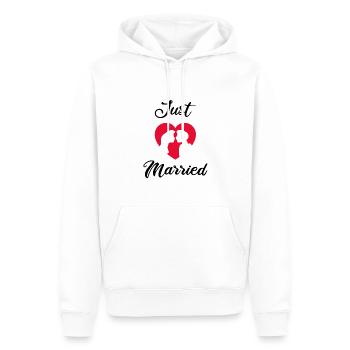 Je viens de me marier avec cœur et la tête au mariage - Sweat à capuche Premium bio Homme - blanc - Devant - Nico (187cm)