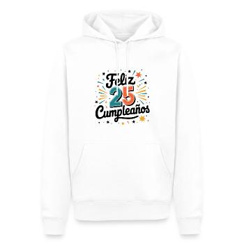 ¡Feliz 25 Cumpleaños! - Sweat à capuche Premium bio Homme - blanc - Devant - Nico (187cm)