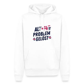 ALT F4 PROBLEM SOLVED - Männer Premium Bio Hoodie - Weiß - Vorne - Nico (187cm)