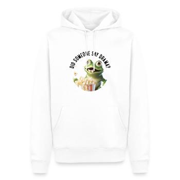 Did someone say drama? Neugieriger Frosch +popcorn - Männer Premium Bio Hoodie - Weiß - Vorne - Nico (187cm)