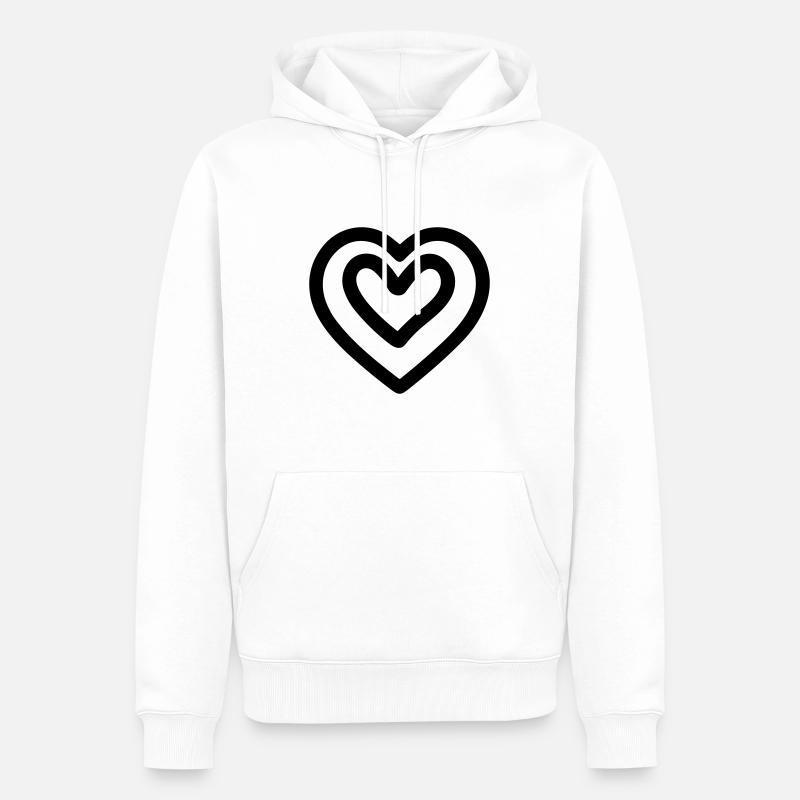 cœur - Sweat à capuche Premium bio Homme - blanc