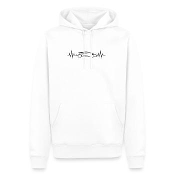 Battements de Coeur - Heartbeat - Voiture de sport - Supercar - Sweat à capuche Premium bio Homme - blanc - Devant - Nico (187cm)