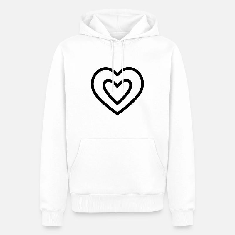 cœur - Sweat à capuche Premium bio Homme - blanc