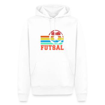 Futsal Retro Rainbow Soccer Ball Statement - Männer Premium Bio Hoodie - Weiß - Vorne - Nico (187cm)