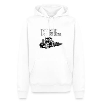 Ich & meine Follower – Traktor Edition - Männer Premium Bio Hoodie - Weiß - Vorne - Nico (187cm)