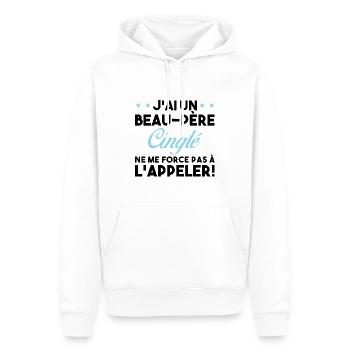 Beau Père Cinglé - Sweat à capuche Premium bio Homme - blanc - Devant - Nico (187cm)