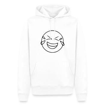 Emoji croquis larmes rire noir - Sweat à capuche Premium bio Homme - blanc - Devant - Nico (187cm)