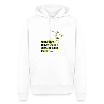 Seine Stärke - Männer Premium Bio Hoodie - Weiß - Vorne - Nico (187cm)