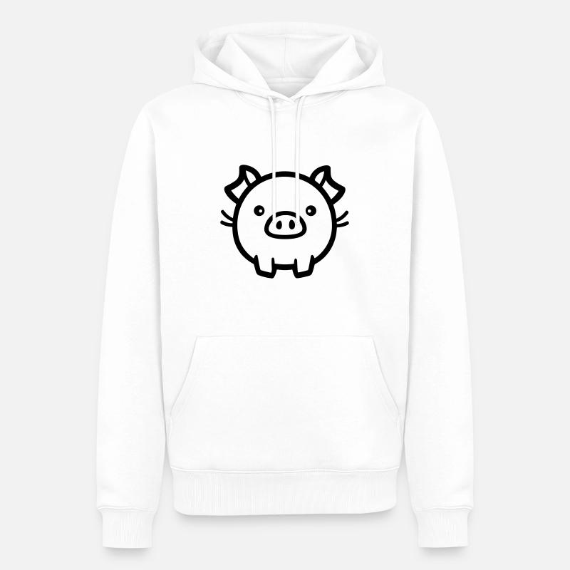 cochon - Sweat à capuche Premium bio Homme - blanc