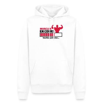 muscles en cours - Sweat à capuche Premium bio Homme - blanc - Devant - Nico (187cm)