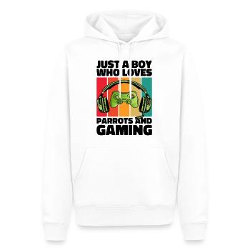 Gamer & Parrots: Videospiele & bunte Abenteuer - Männer Premium Bio Hoodie - Weiß - Vorne - Nico (187cm)