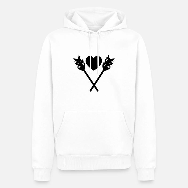 Flèche coeur - Sweat à capuche Premium bio Homme - blanc