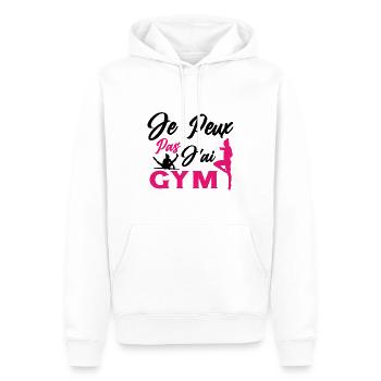Gymnastik-Geschenk Ich kann nicht ins Fitnessstudio - Männer Premium Bio Hoodie - Weiß - Vorne - Nico (187cm)