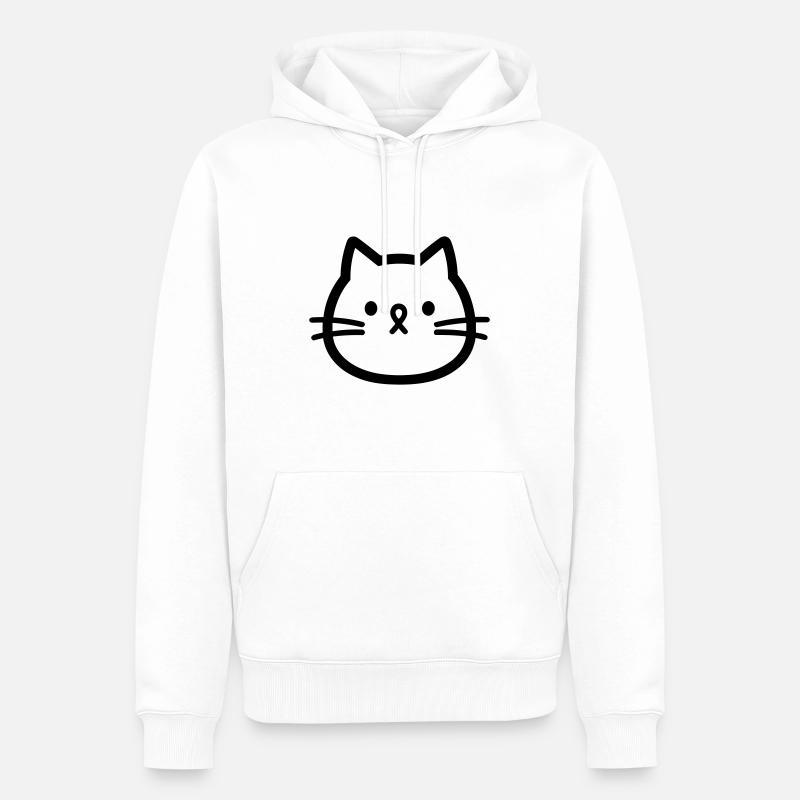 chat - Sweat à capuche Premium bio Homme - blanc