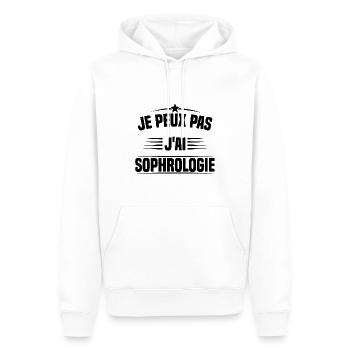 Je peux pas j ai sophrologie - Sweat à capuche Premium bio Homme - blanc - Devant - Nico (187cm)