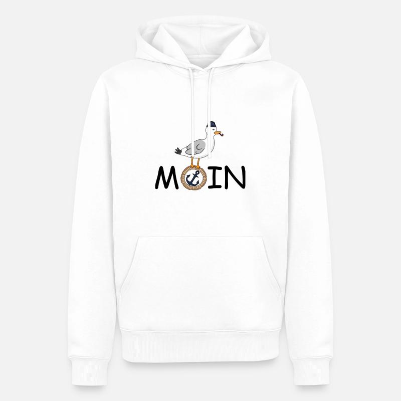 Moin Möwe Seil - Männer Premium Bio Hoodie - Weiß