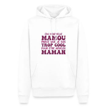 On M'appelle Mamou Parce Que Trop Cool Maman - Sweat à capuche Premium bio Homme - blanc - Devant - Nico (187cm)
