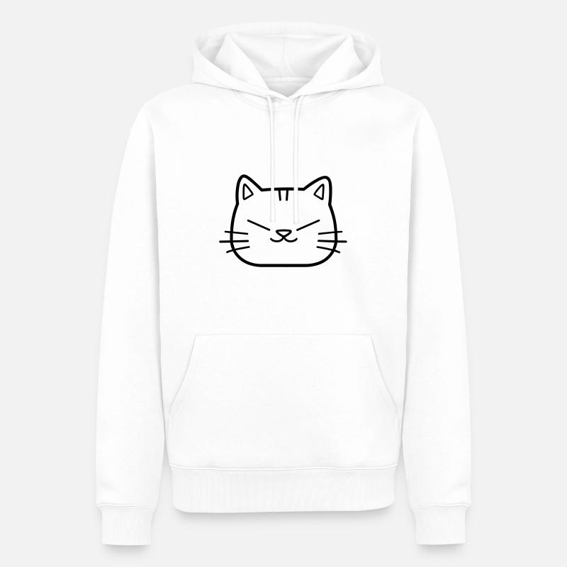 chat - Sweat à capuche Premium bio Homme - blanc