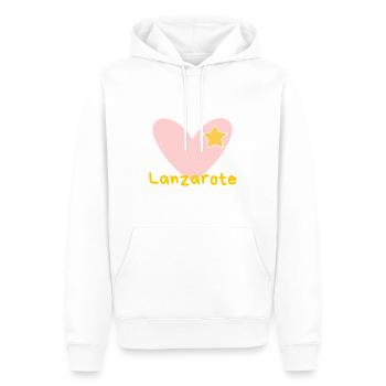 Lanzarote - Iles Canaries - Océan Atlantique - Plage - Souvenir - Sweat à capuche Premium bio Homme - blanc - Devant - Nico (187cm)