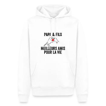 Papa Et Fils Meilleurs Amis Pour La Vie | Cadeau - Sweat à capuche Premium bio Homme - blanc - Devant - Nico (187cm)