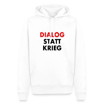 dialog statt krieg - Männer Premium Bio Hoodie - Weiß - Vorne - Nico (187cm)