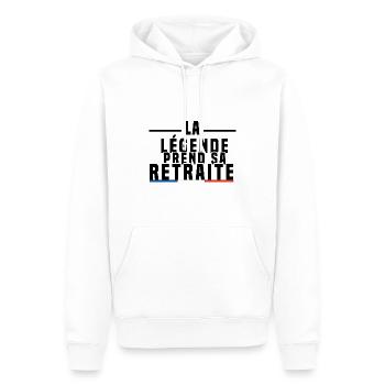 La Légende Prend Sa Retraite - Sweat à capuche Premium bio Homme - blanc - Devant - Nico (187cm)