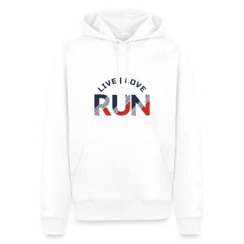 Leben, lieben, laufen - Männer Premium Bio Hoodie - Weiß - Vorne - Nico (187cm)