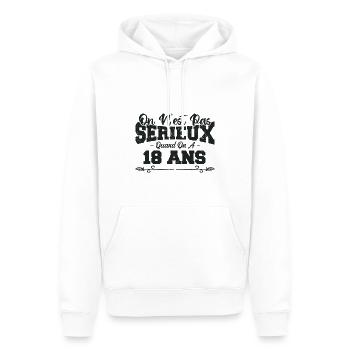 on n'est pas sérieux quand on a 18 ans - Sweat à capuche Premium bio Homme - blanc - Devant - Nico (187cm)