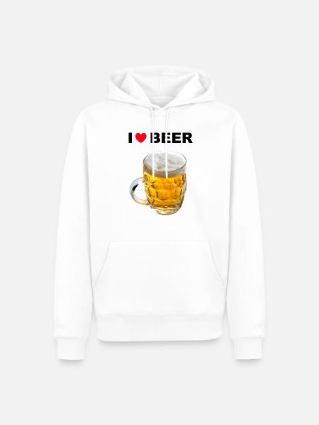 I Love Beer - Männer Premium Bio Hoodie - Weiß
