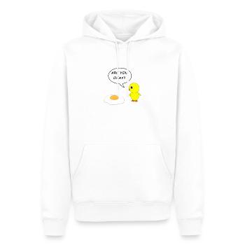 Are You Okay Funny Shirt mit Küken und Spiegelei - Männer Premium Bio Hoodie - Weiß - Vorne - Nico (187cm)
