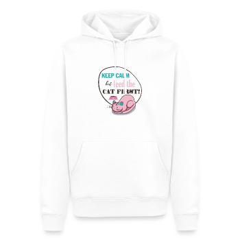 Katze Keep Calm but Feed the CAT FIRST! Geschenk - Männer Premium Bio Hoodie - Weiß - Vorne - Nico (187cm)