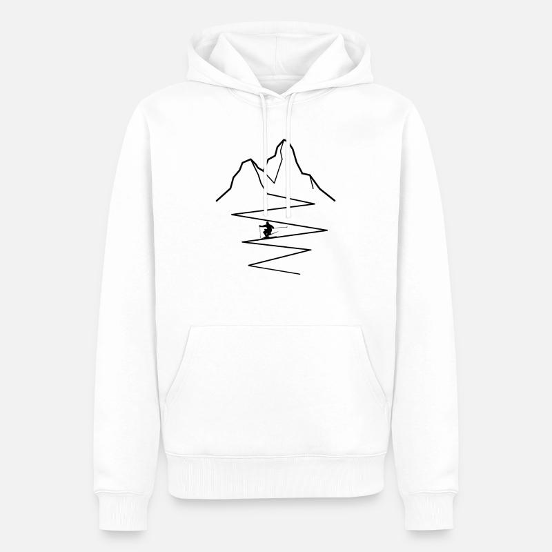ski - Sweat à capuche Premium bio Homme - blanc