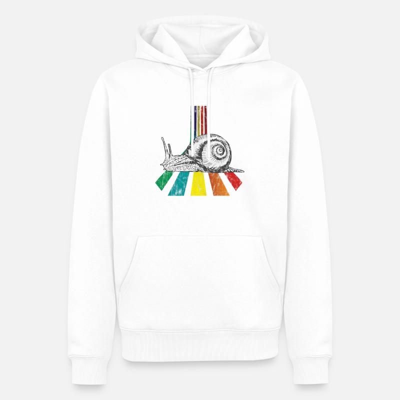Rainbow Schnecke Used Look - Männer Premium Bio Hoodie - Weiß
