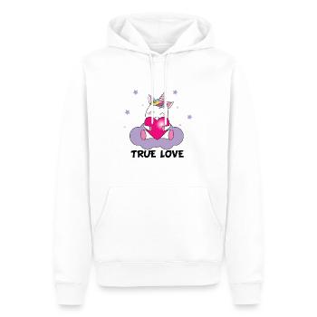 Unicorn True Love - Sweat à capuche Premium bio Homme - blanc - Devant - Nico (187cm)