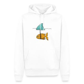 Fish with shark fin - Men’s Premium Organic Hoodie - white - Front - Nico (187cm)