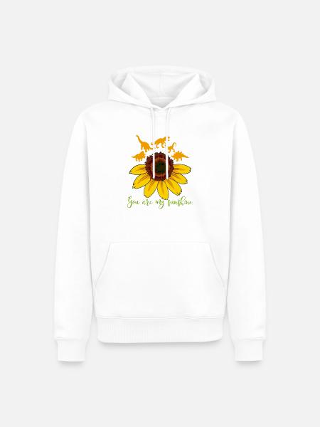 Dinosaur dino sunflower flower sunshine - Men’s Premium Organic Hoodie - white