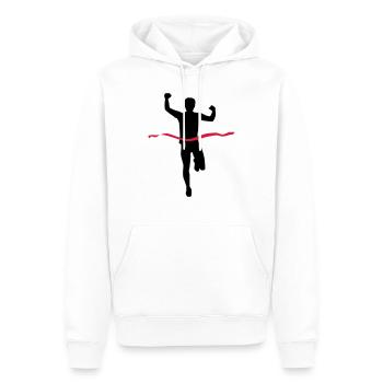 Correre - Felpa con cappuccio ecologica premium da uomo - bianco - Fronte - Nico (187cm)