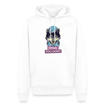 Wie geht es dir? - Männer Premium Bio Hoodie - Weiß - Vorne - Nico (187cm)